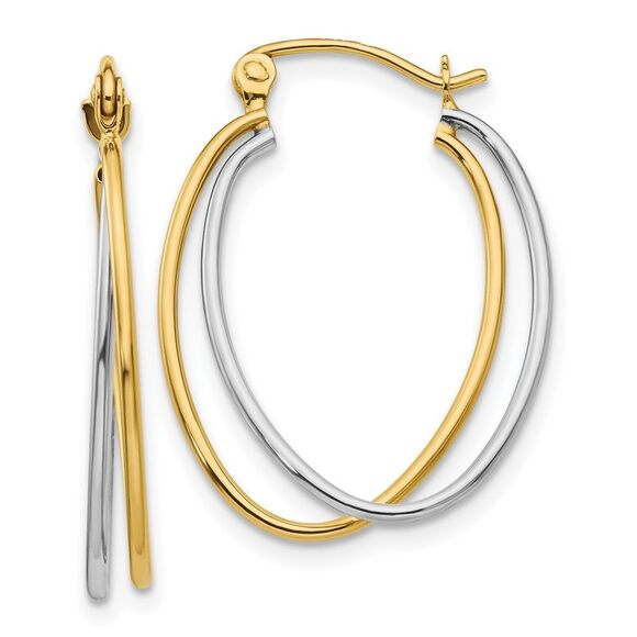 Kazi Luxury 14K Two Tone Hoop Earrings